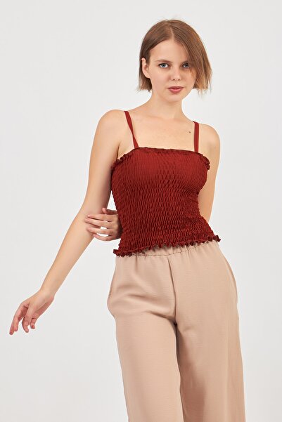 Moda Tuğram Кроп-топ з кирпичним принтом на бретельках