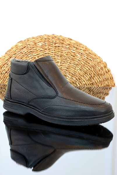 Konfores Γνήσιες Δερμάτινες Ορθοπεδικές Ανδρικές Μπότες - Μαύρες - 40