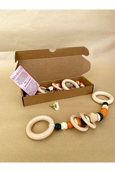 damdamin toys Half Color Wooden Beaded Teether