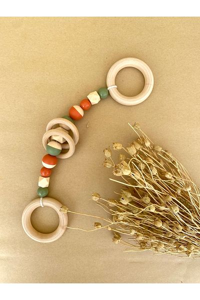 damdamin toys Half Color Wooden Beaded Teether