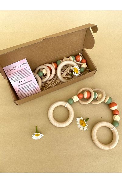 damdamin toys Half Color Wooden Beaded Teether