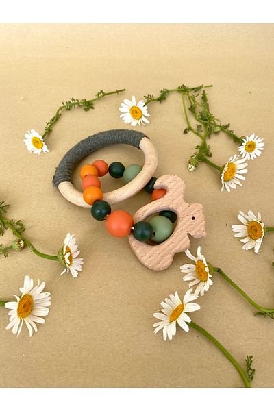damdamin toys Cotton Threaded Half Braided & Colorful Beaded Wooden Teether