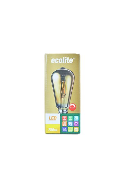 Ecolite 7,5w 220-240v 750lm 2200k E27 St64 Gold Cam Dimli Led Flamanlı Rustik...