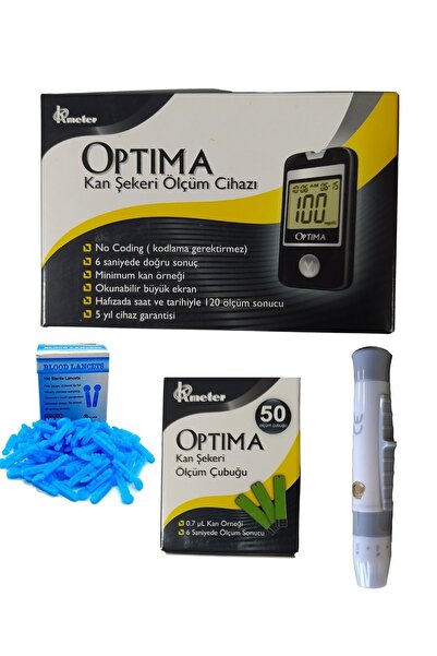 Genel Markalar 1 Adet Kan Şeker Ölçüm Çubuğu + Delme Kalemi + 1 Kutu Lanset + 1 Kutu Ölçüm Çubuğu