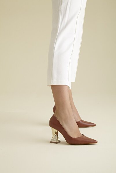 AYAKKABI PRENSİ Women's Empire Stiletto Tan Matte Stiletto, High Heels