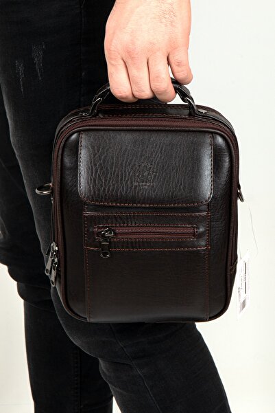 Fiyaka Wp-3003 Large Vertical Cover Handbag with Cross Strap for Men Brown