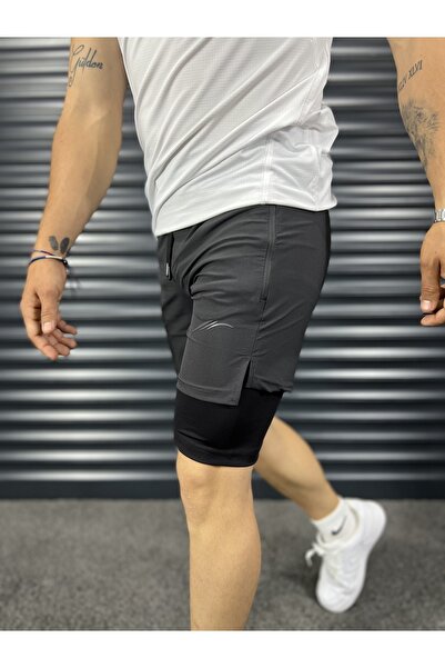 Denimpark Erkek Ikisi Bir Arada Taytlı Sporcu Şortu