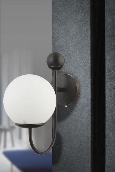 İstanbul Avize Noirobi Single Black and White Globe Glass Sconce