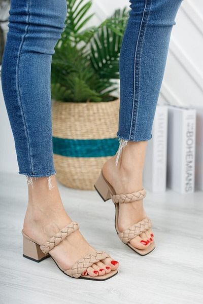 İmerShoes Καθημερινές γυναικείες παντόφλες πλεγμένες διπλές τιράντες Άνετες μαλακές μπλούζες γόβες 161