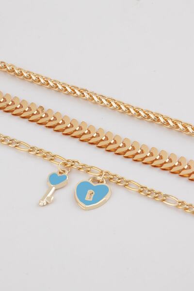 Sortie Aksesuar Anahtar Kalp Ve Kilit Figürlü Kalbimin Anahtarı Figürlü 3'lü ...