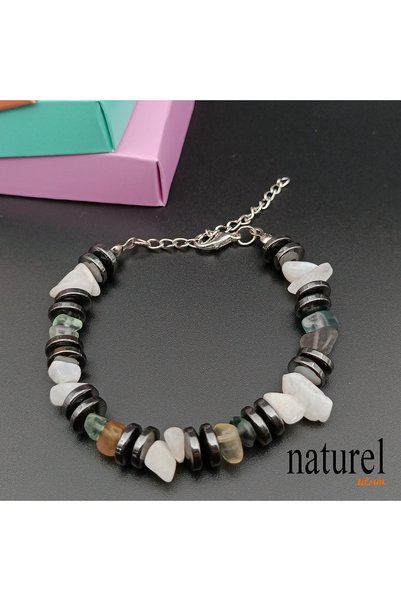 Naturel Tılsım Moonstone Fluorite Natural Stone Bracelet