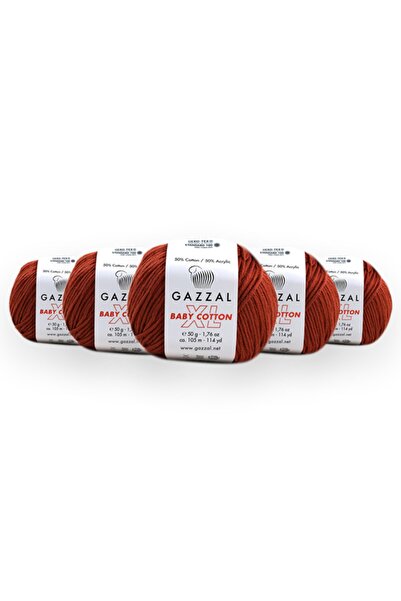 Gazzal بيبي قطن XL 50 غرام، حزمة 5 خيوط أمigurumi، خيط التوكيت اليدوي تكا (34...