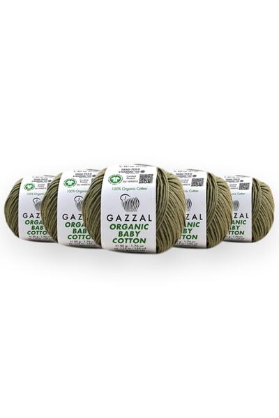 Gazzal Organic Baby Cotton 50 Gr Pack of 5 100% Organic Cotton Hand Knitting Yarn Taka Yarn (431 Obc)