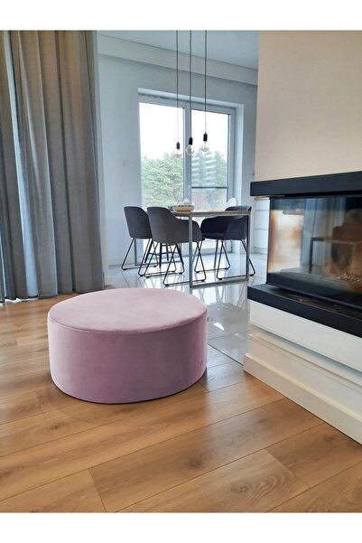 DeccoStil Yuvarlak Dikişli Puf / Orta Sehpa 76 Cm / Yükseklik 30 Cm