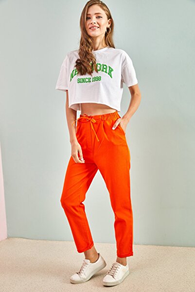 Bianco Lucci Women's Eyelet Gabardine Trousers 3929