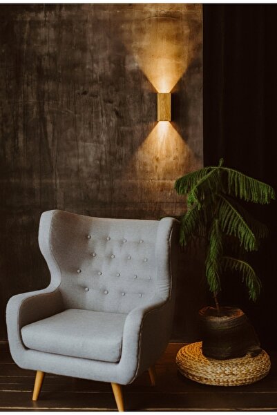 hü ma tasarım ve aksesuar Decarthuma Yansıtma Tasarımlı Çift Yönlü Ahşap Salon Duvar Aplik Avize Ceviz