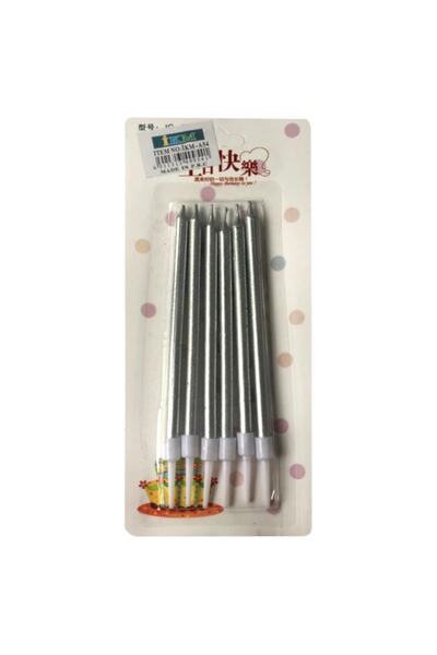 Genel Markalar 6'lı Ince Uzun Gümüş Mum 13 Cm Çna54 Ikm