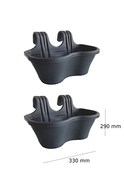 SERİNOVA Tombik Saksı Askılı Balkon Saksısı 6,5 Litre Antrasit