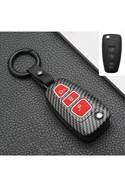AYZ GARAGE F O R D Switchblade مادة الكربون حافظة مفاتيح باللون الأسود والأحمر