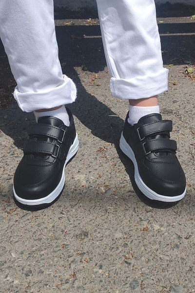 FLY STEP Pantofi sport casual cu velcro alb-negru pentru copii