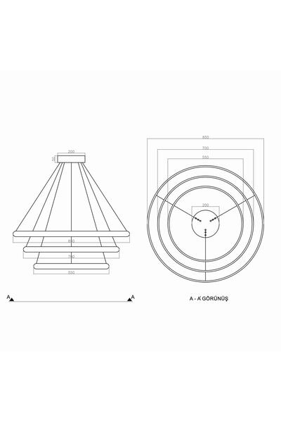 TRİOLUX Led Avize Sarkıt Vısgraat Tr1v097a Pro Ø85cm Boya:antrasit - Işık:6500k Soğuk Beyaz