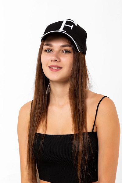 Saria Moda Black Cap with Letter F