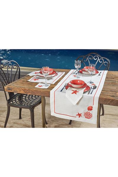 caka home design 6-Piece Cocktail Napkin Mix (Coral)