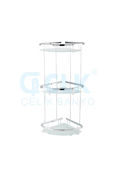 ÇELİK BANYO Karmina Üçlü 18x18 Cm Camlı Pirinç Malzeme ( 10 Yıl Garantili )