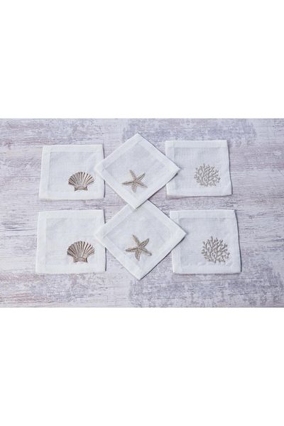 caka home design 6-Piece Cocktail Napkin Mix (Stone)