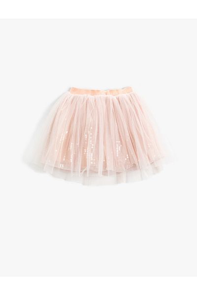 Koton Mini Glitter Tulle Skirt with Flounce