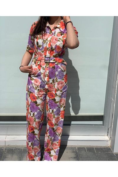 AYHAN Salopetă elegantă cu modele florale