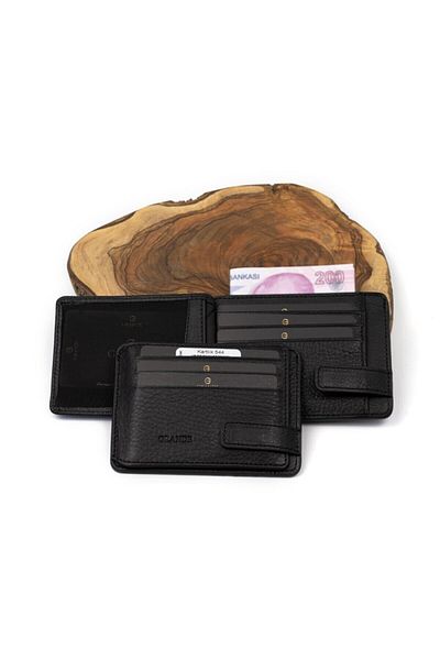Grande Grande 544 100% Genuine Leather Men's Card Holder Black