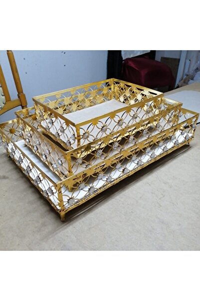 Ebrar Çeyiz حامل عرض معدني مكون من 3 قطع