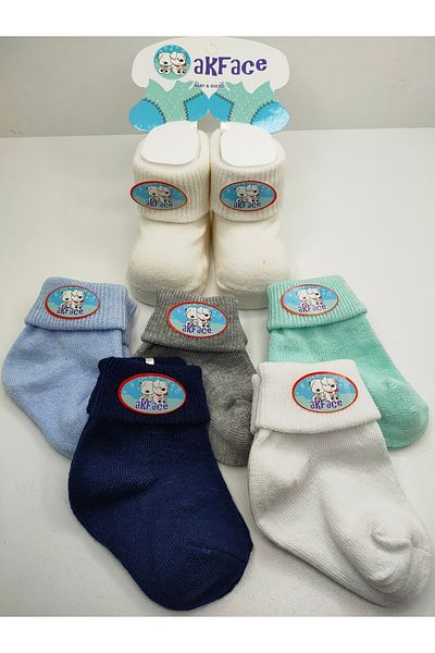 Akface 6 Pack Organic Men's Newborn Baby Socks 0-6 Months