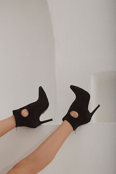 AYAKKABI PRENSİ Destini Black Suede 10 cm Γυναικείες Μπότες & Μποτάκια, Ψηλοτάκουνα Suede