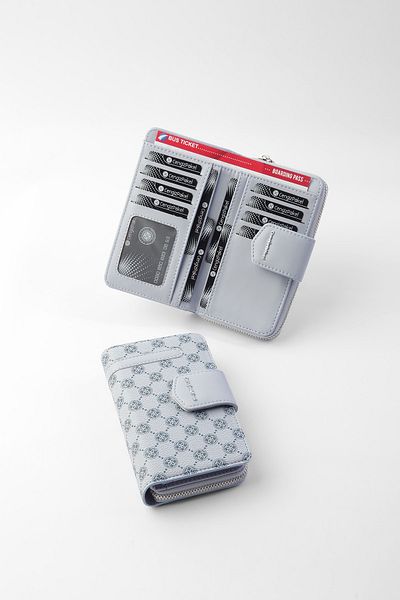 CENGİZ PAKEL Portofel de damă cu monogramă de mărime medie 65256mp Ice Blue