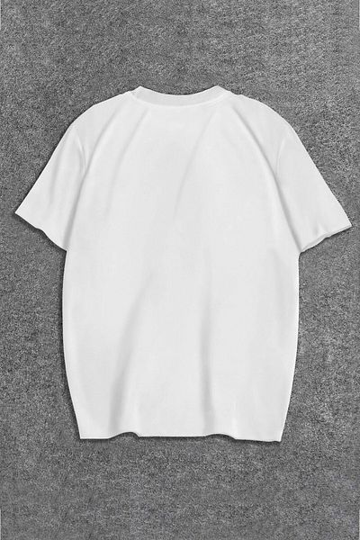 MODAGEN Unisex Λευκό μπλουζάκι με στάμπα με το χέρι