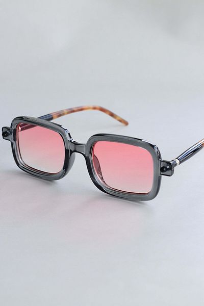 LOOKUP Sunglasses Unisex Bone Vintage Retro Pink Glass Smoke Frame Patterned Handle Uv400 Protected