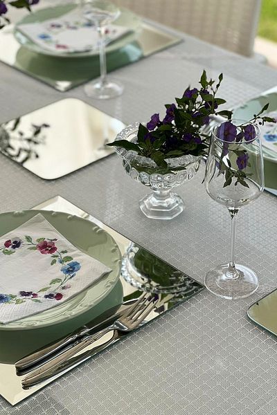 Linacci Placă de supliment cu oglindă unică Serviciu american Bizoteli decorativ Curățare ușoară pentru mese