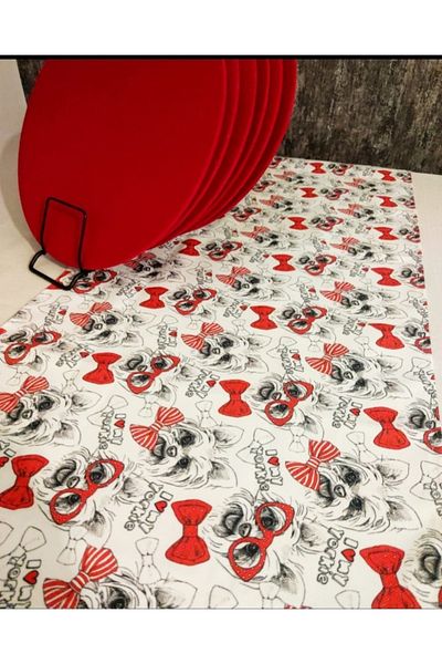 Dream Home Aslıdreamhome American & Service, Red Cute Friends Runner, Σετ 6 τεμαχίων MDF