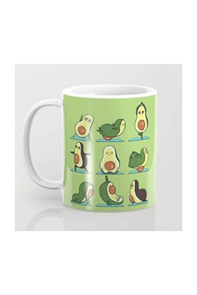 Genel Markalar Yoga Yapan Avakado Ilginç Hediye Baskılı Kupa Bardak, Çay-Kahv...