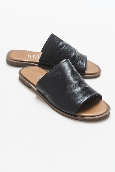Luvi Clau Schwarze Damen-Lederhausschuhe
