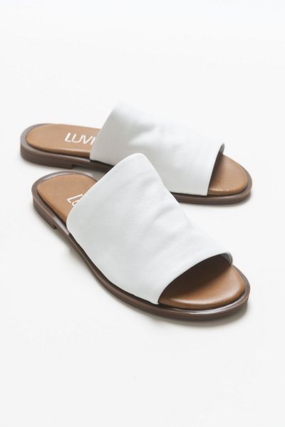 Luvi Clau White Women's Leather Slippers