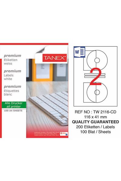 Tanex ملصق ليزر Tw-2116 116x41mm 100 قطعة 0551