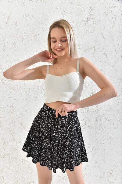 Everest Fusta de damă cu pantaloni scurți din viscoză cu imprimeu metrat - 100% țesut, elastic