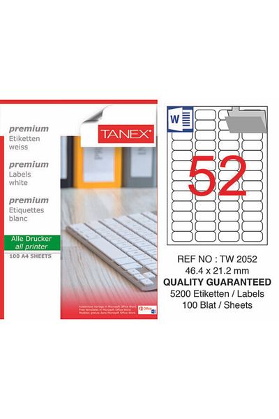Tanex TW-2052 46.4x21.2mm Laser Label 100pcs