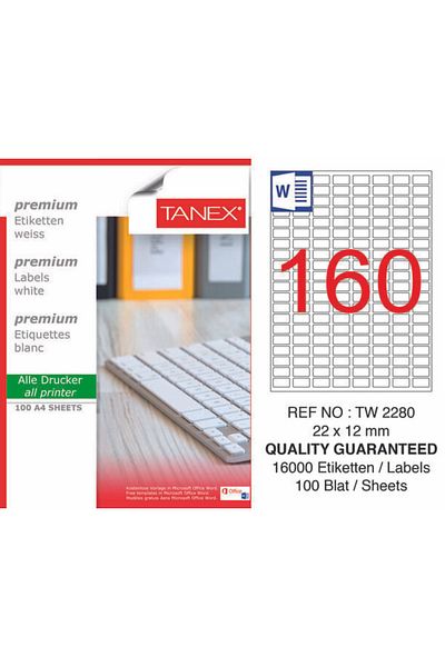 Tanex Tw-2280 22x12 Laser Label 100pcs