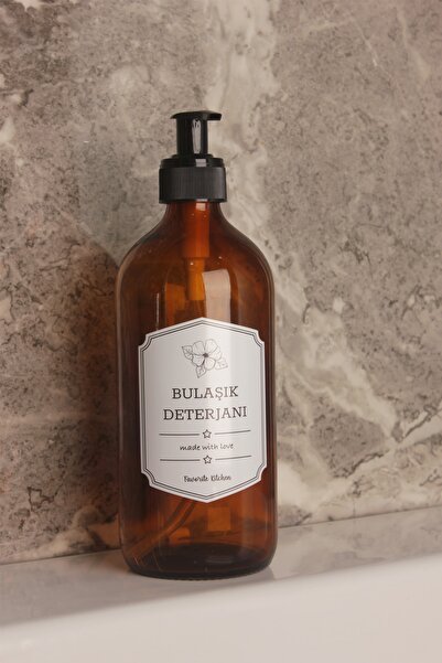 Milenay Vintage Amber Dish Bottle with Detergent