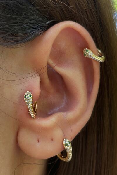 LUAR Yılan Figürlü Tamtur Halka Titanyum Tragus - Kıkırdak - Helix Piercing