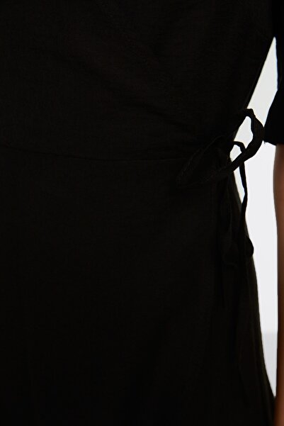 Trendyol Collection Rochie Midi Neagră Neagră Asimetrică Țesută TWOSS21EL2071